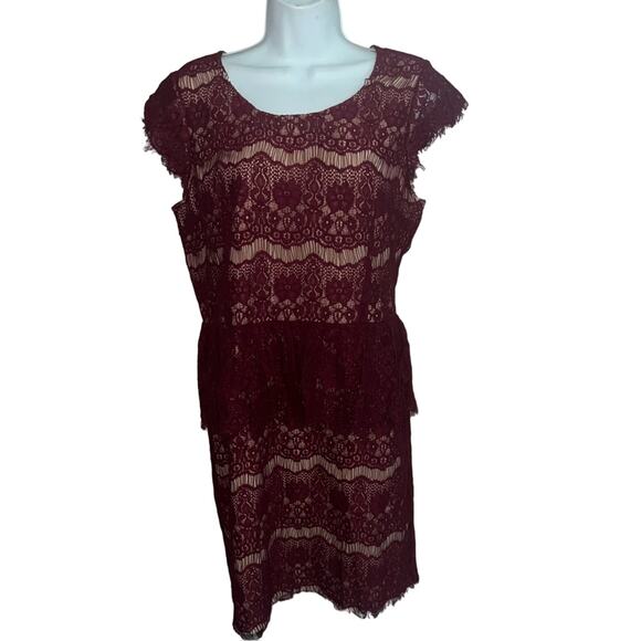 Maeve Anthropologie Red Lace Dress Women’s Large - Picture 1 of 7